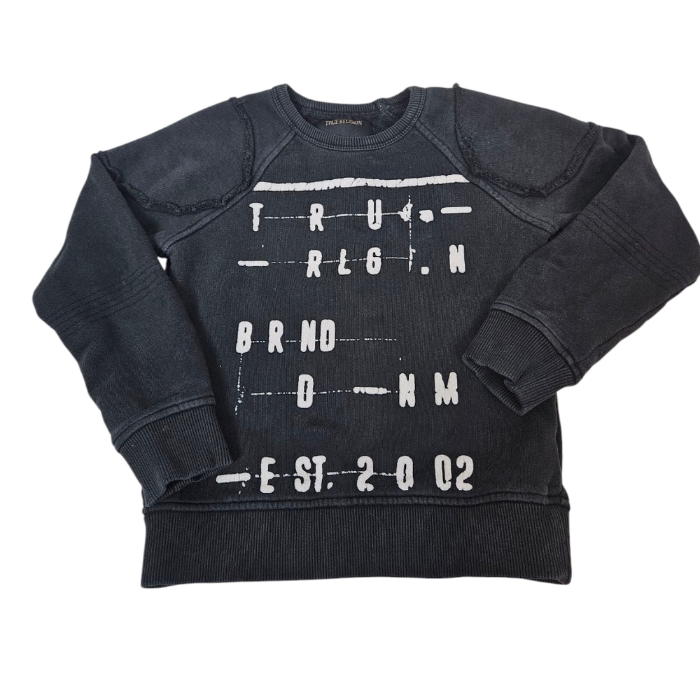 True Religion Boys Raw Edge Pullover Black Sweatshirt Size 5 Streetwear B18 - Picture 7 of 7